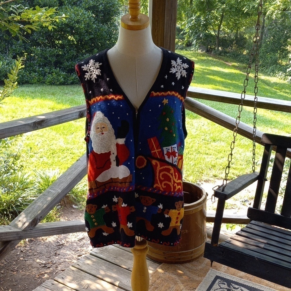 Vintage Designers Original 1X Christmas sweater cardigan
